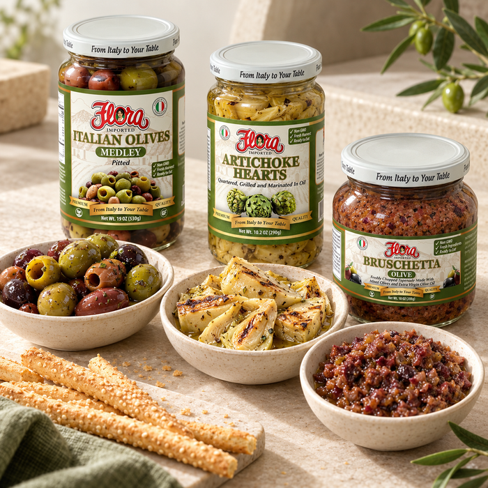 Olive & Artichoke Dip-and-Crunch Kit — serving detail one