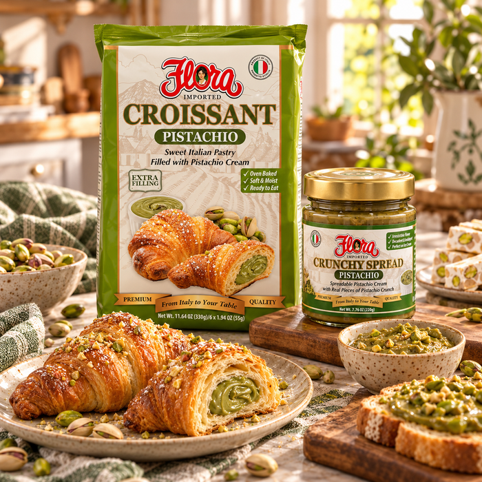 Pistachio Dream Box — original Flora products in a natural serving scene