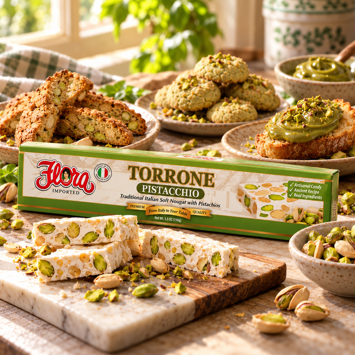 Pistachio Dream Box — original Flora products in a natural serving scene