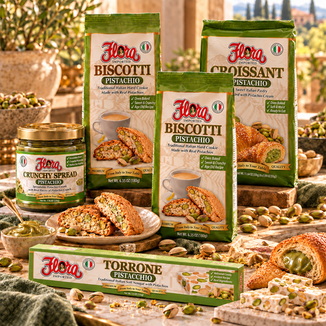 Pistachio Dream Box — two pistachio biscotti packages, crunchy spread, croissants and torrone