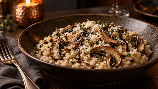 Porcini Risotto Fireside Finish Set — finished recipe serving suggestion