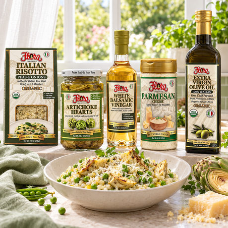 Spring Artichoke Risotto Garden Kit — included Flora products and recipe serving suggestion