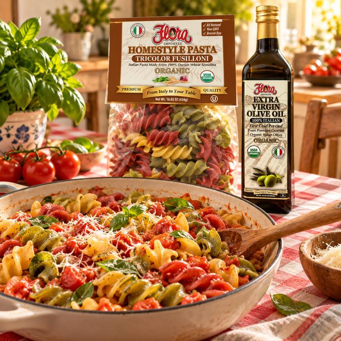 Color in Every Twist — Tomato Basil Fusilloni Family Dinner Pack