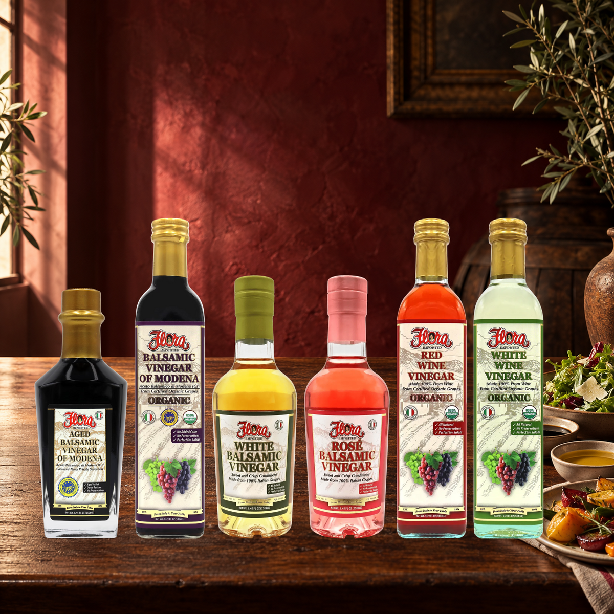 Vinegars of Italy Tasting Flight — included Flora products