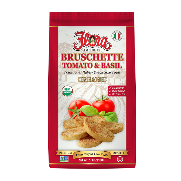 Flora Foods Organic Bruschette Mini Toasts Tomato & Herbs Toasts for Bruschetta