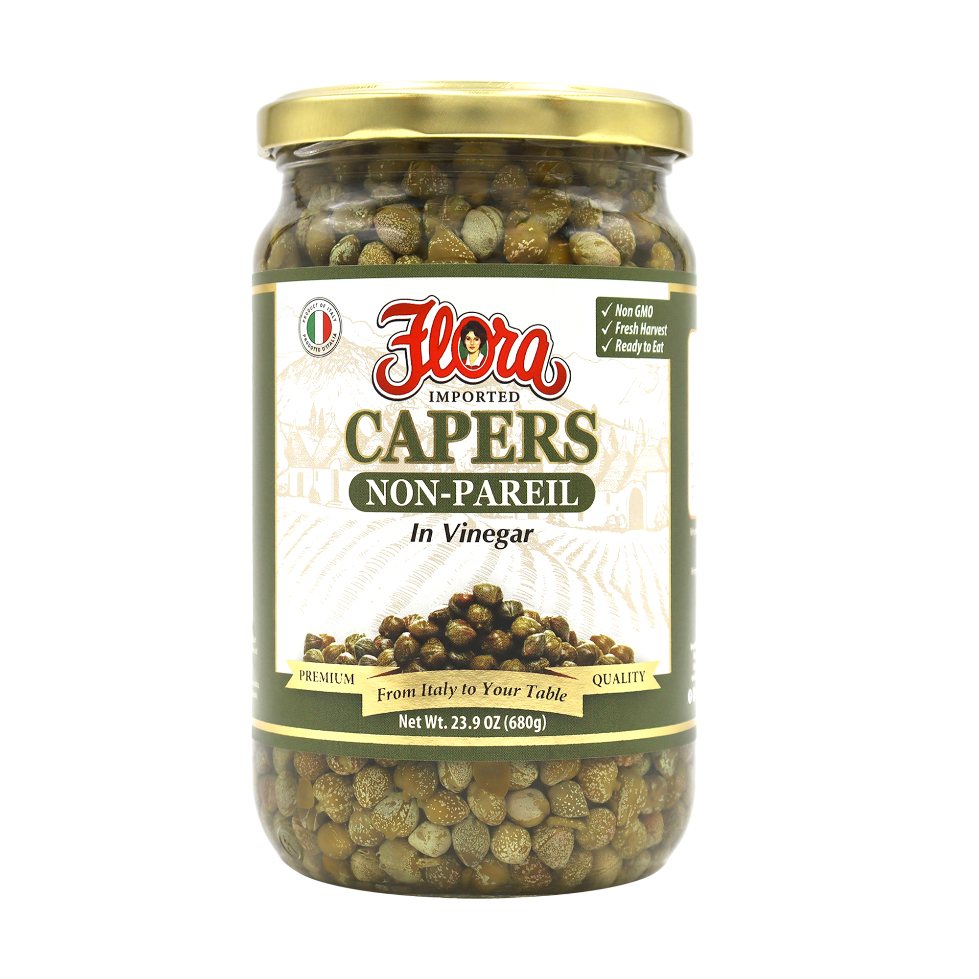 Gourmet Capers Non-Pareil In Vinegar Brine – Food Service Size 24 oz. Jar