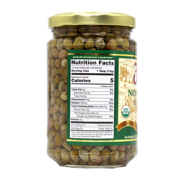 Flora Foods Non-Pareil Organic Capers in Vinegar and Salt Brine Premium italian Glass 10 Oz Jar