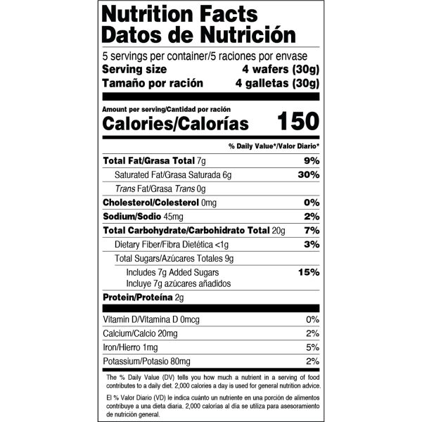 Flora Foods Hazelnut Wafer Cookies Nutrition Facts