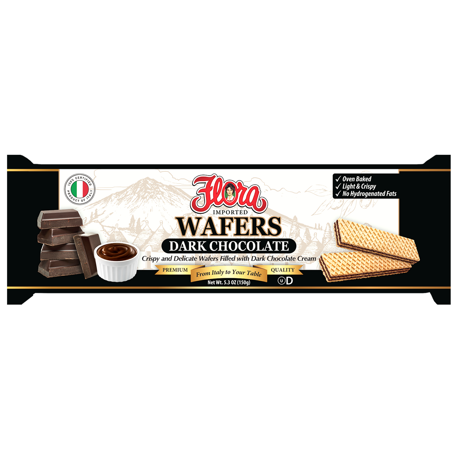 Italian Wafers Dark Chocolate Cookies